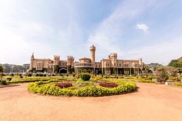 Bangalore Palace, a Tudor-style architectural marvel nestled in Bangalore, Karnataka, India, renowned for its amazing woodcarvings and rich history, Bengaluru, India