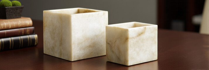 Elegant onyx planters exude a minimalist Zen aura, ideal for Bonsai Day or Succulent Sunday reflections