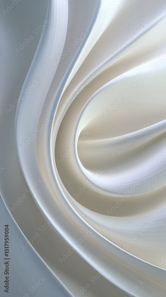 Poster abstract image of swirling off-white fabric, creating soft curves and folds, showcasing elegance and