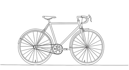 Clean and modern line art of a bicycle on a white background, ideal for graphic use