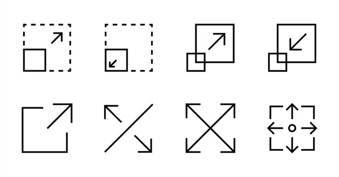 Scalability icon. Scale, scalable, resize. Maximum and minimum size vector illustration