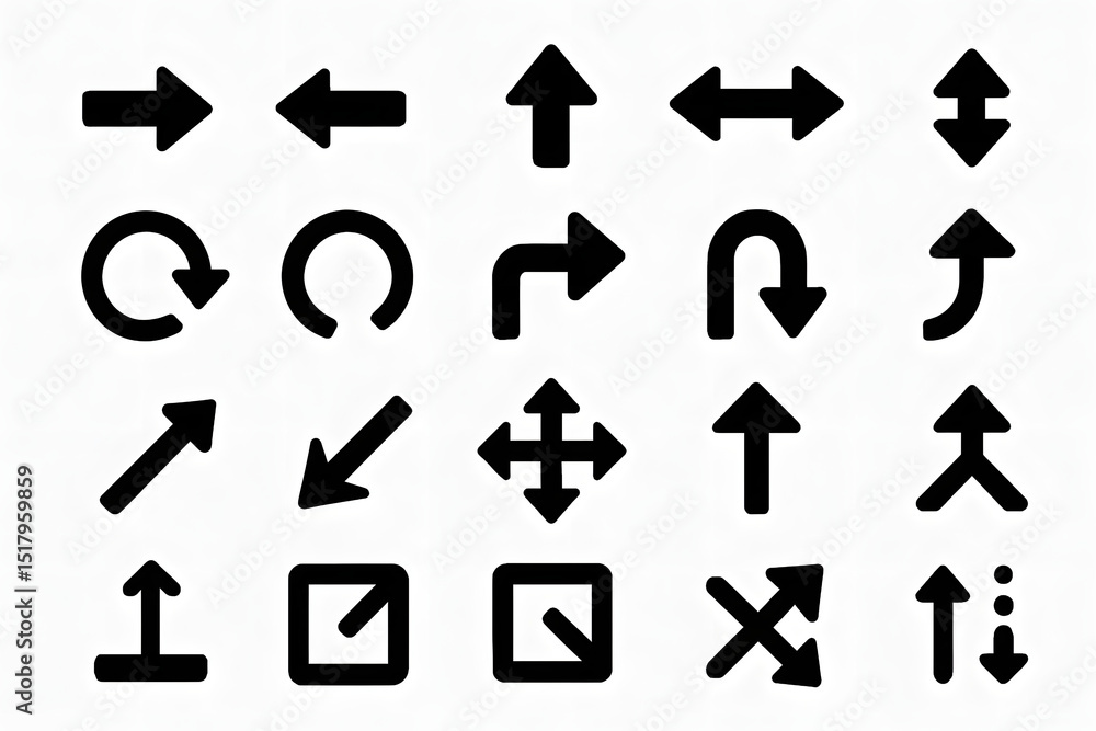Poster directional arrows: a versatile collection of directional arrows, in a variety of styles and orienta