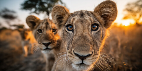 Obraz premium Nahaufnahme Löwenbabys