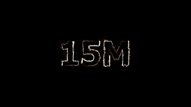 Futuristic 15M neon light text on dark background - vibrant glowing number in cyberpunk and digital style, perfect for tech themes and modern designs
