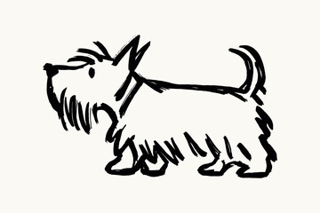 Scottish terrier dog ink brush sketch vector illustration