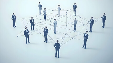 Networked Business People In Light Grey Background
