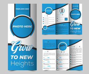 Corporate business trifold brochure flyer template. 
Modern, Creative and Professional tri fold brochure flyer vector design.
modern business trifold brochure template
