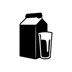Fresh Milk Carton and Glass: A striking silhouette captures the simplicity of a fresh milk carton and a glass of dairy delight, evoking feelings of purity, freshness, and wholesome goodness.
