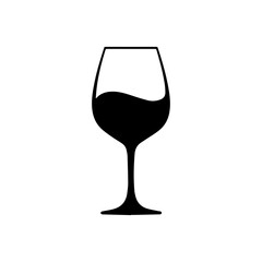 Elegant Wine Glass Silhouette: A minimalist silhouette of a wine glass filled with red wine, perfect for illustrating the art of fine dining.