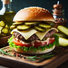 Pickles Burger Thinly sliced provolone dill