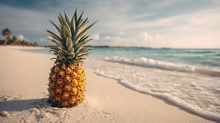 Tropical Pineapple Paradise: A Refreshing Delight on the Sandy Shores Beckons Relaxation and Delight 