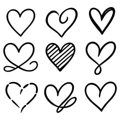 Herzen Dating Icons Set schwarz