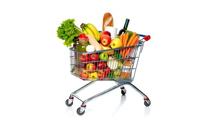 Fresh Groceries in Shopping Cart Healthy Eating and Food Shopping