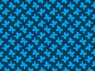 Repeating seamless pattern of blue letters T, horizontal