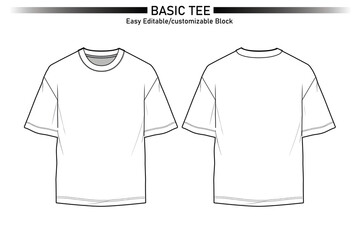 T-shirt flat technical drawing template : Front Back 