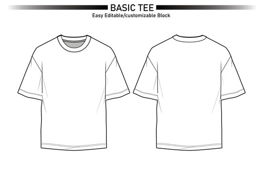 T-shirt flat technical drawing template : Front Back
