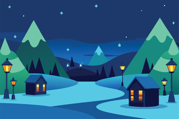 Fototapeta premium winter landscape with house background