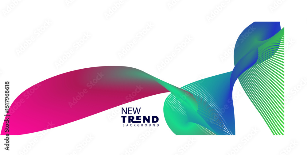 Poster gradient color , wave line abstract background, abstract waving line particle technology background