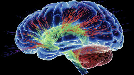 Colorful 3d Brain Model Anatomy Illustration