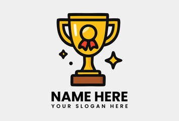 Golden trophy cup with a red ribbon medal, signifying a top-tier award or excellent achievement. Success concept