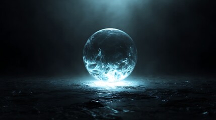 Mystical Glowing Orb in Dark Environment Creating Surreal Ambiance