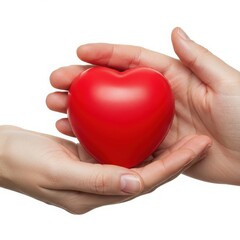 Obraz premium Red heart in hands isolated on white background