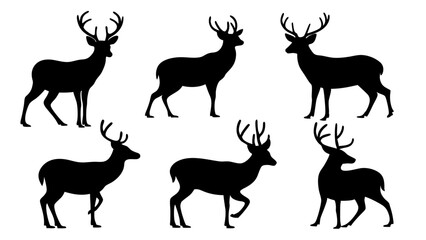 set of deer silhouette design vector art illustration
