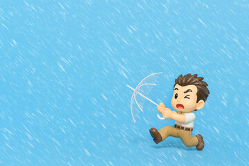 傘が壊れて困るミニ社員