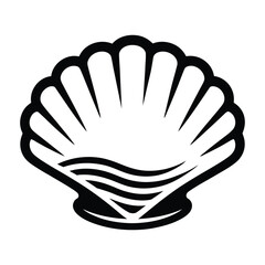 Obraz premium Seashell Monogram Silhouette, Vector, Illustration, Icon, Logo, White Background.