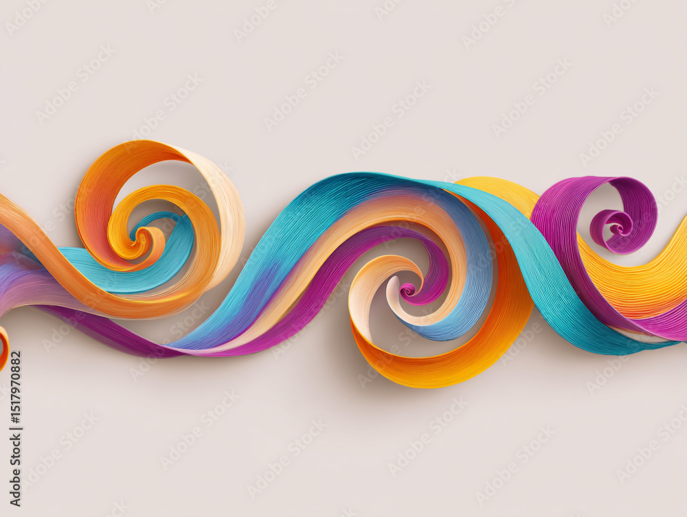 Poster a vibrant display of colorful paper swirls creating an abstract and artistic composition on light ba