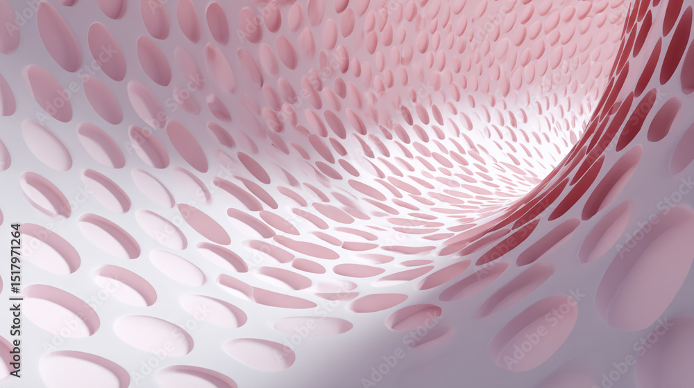 Aufkleber Abstract pink texture with oval cutouts forming a wave-like pattern, suggesting depth and movement, suitable for design background