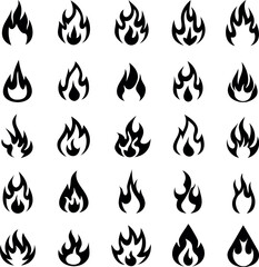 Various fire icons set in a vector format graphic resource