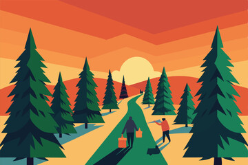 Obraz premium vector illustration of a christmas tree