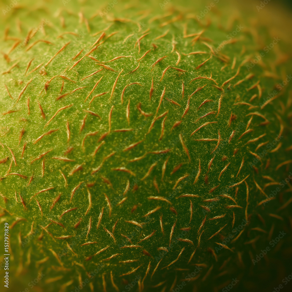 Poster close-up image of kiwi fruit with its rough texture and small hairs on skin.