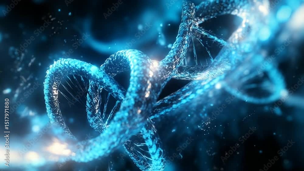 Aufkleber abstract dna helix animation with glowing particles and depth of field effect