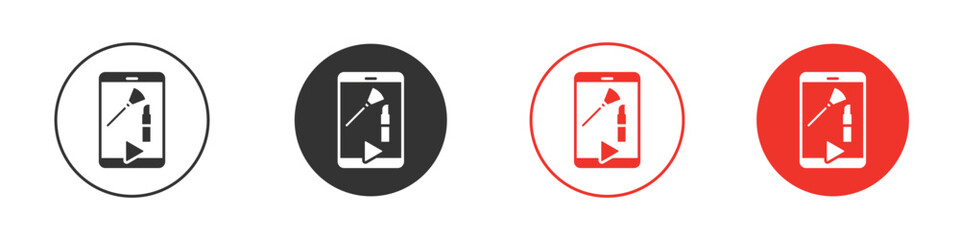 Makeup tutorial video icon for logo, vector sign symbol for design