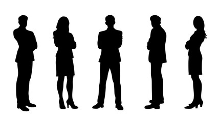 set of a group of standing business people