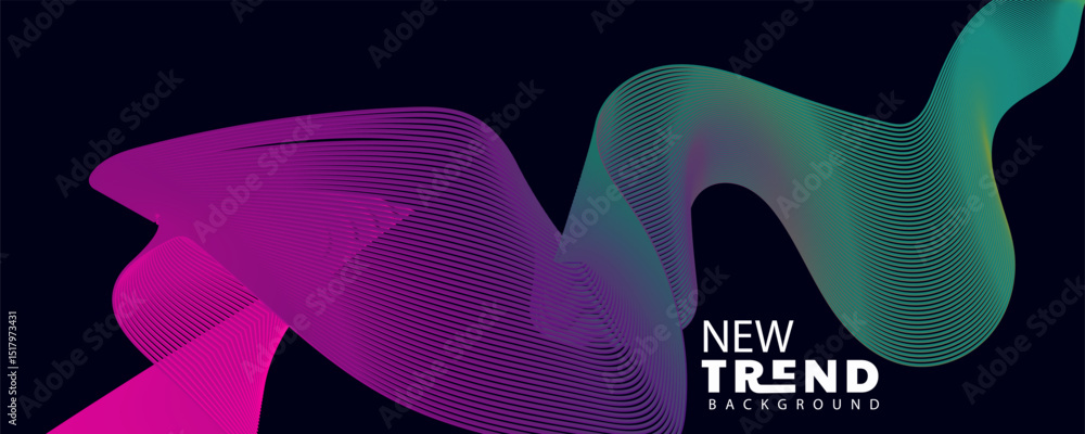 Poster gradient color , wave line abstract background, abstract waving line particle technology background