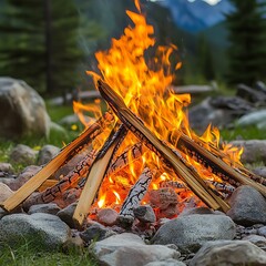 Campfire in nature