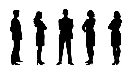 set of a group of standing business people