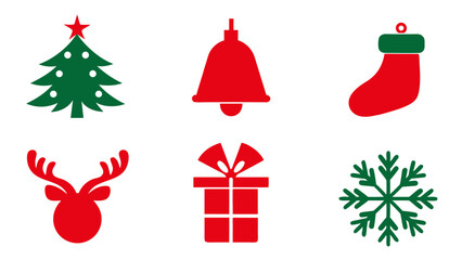 Icon set of christmas xmas ornament decoration