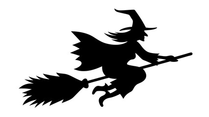 Halloween witch silhouette vector on tranparent background