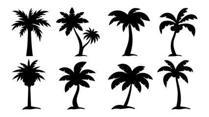 Set of tree silhouette vector