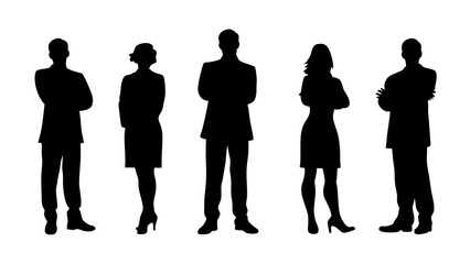 set of a group of standing business people