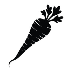 Parsnip Silhouette, Vector, Illustration, Icon, Logo, White Background.