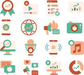 Space Research illustration set. Includes of popular, viral, hot topic, trend, new, latest, and More. Vector flat color collection