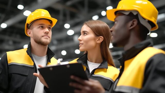 Team Assessing Production Line Efficiency in Manufacturing Plant