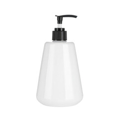 Obraz premium Clear plastic soap dispenser with black pump top suitable for bathroom kitchen or hand hygiene product storage with modern design