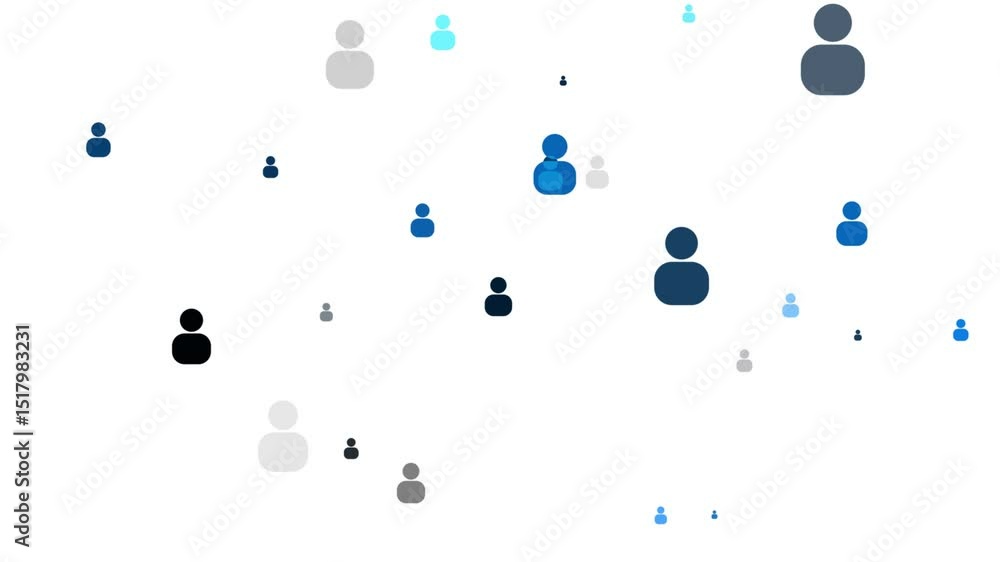 Poster user or profile people sign icon particle animated. profile and avatar icon. loopable animation vide