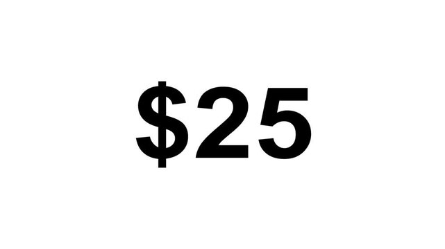 Dollar count 0 to 50 text icon animation.Numbers of dollar money currency counting text icon. - Powered by Adobe